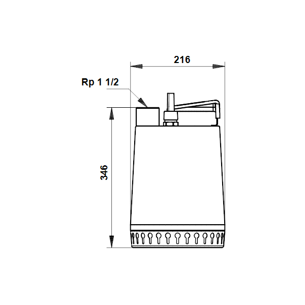 Погружной дренажный канализационный насос Grundfos Unilift AP 12.40.08.A3 артикул 96023873 – габаритный чертеж